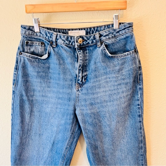 Topshop Mom Jean Blue Wash Distressed Back Pockets W32 / L34 - Picture 3 of 10